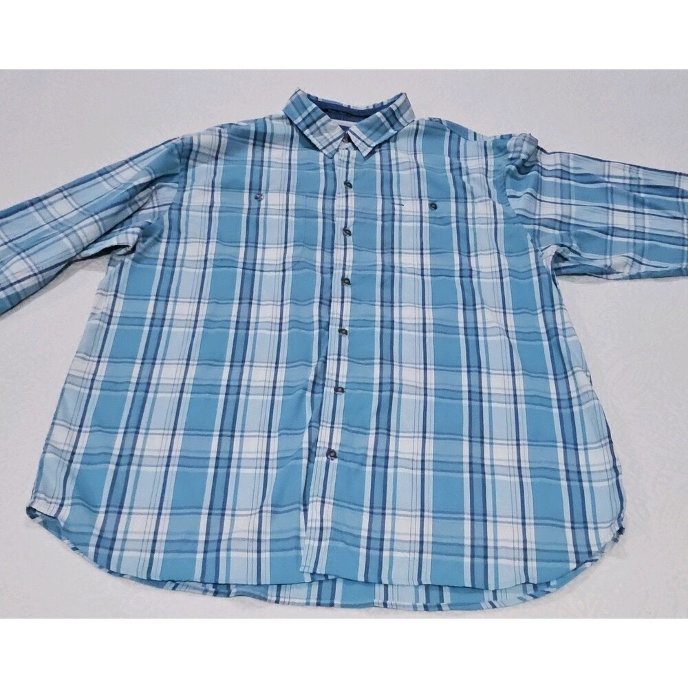 World Wide Sportsman Men’s XL Blue Plaid Long Sleeve Fishing Shirt Ventilated